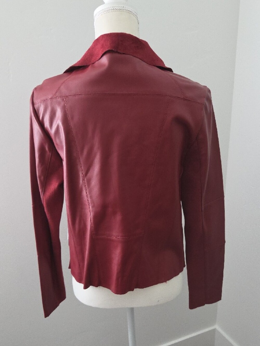 bagatelle Deep Burgundy Faux Leather Waterfall Jacket - Picture 2 of 6